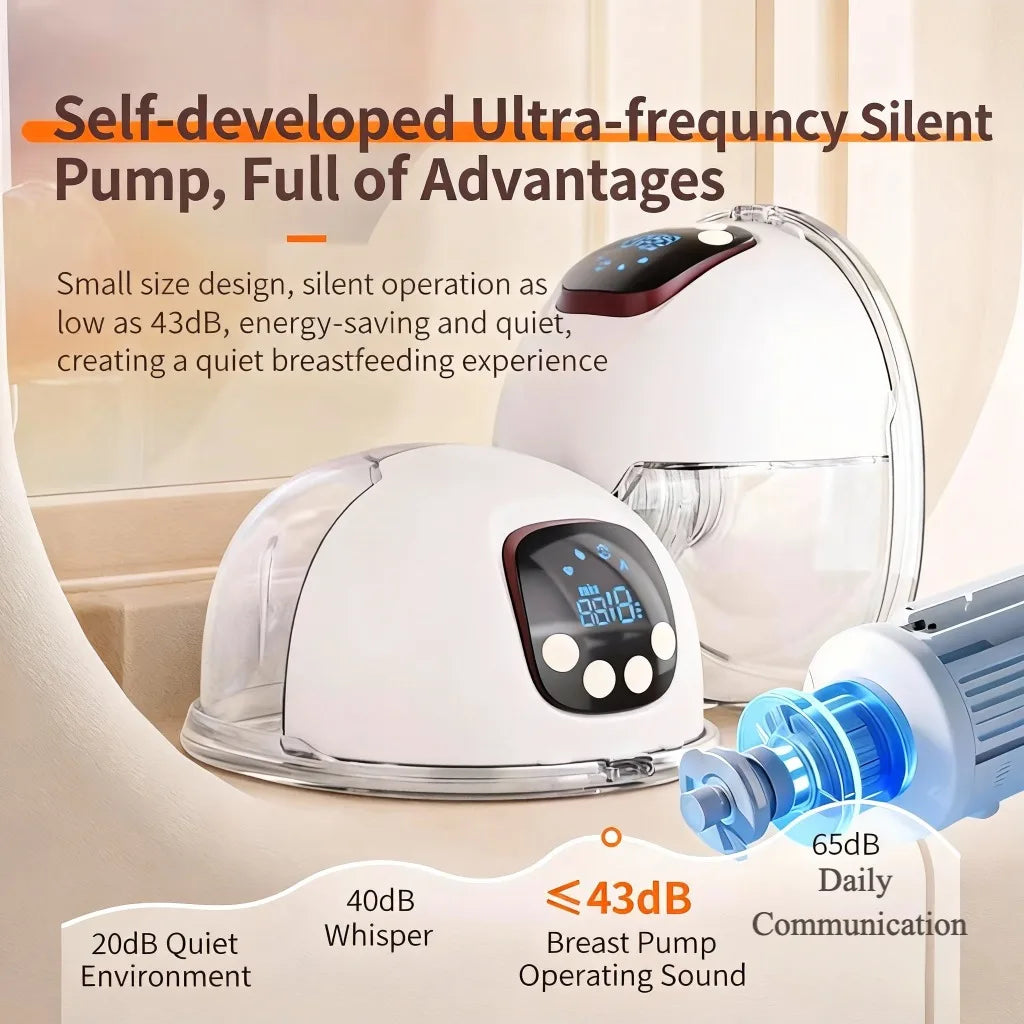 Portable Double Wearable Electric Breast Pump Hands-Free Milk Extractor 4 Modes 60 Levels Silent LED with Case for Breastfeeding